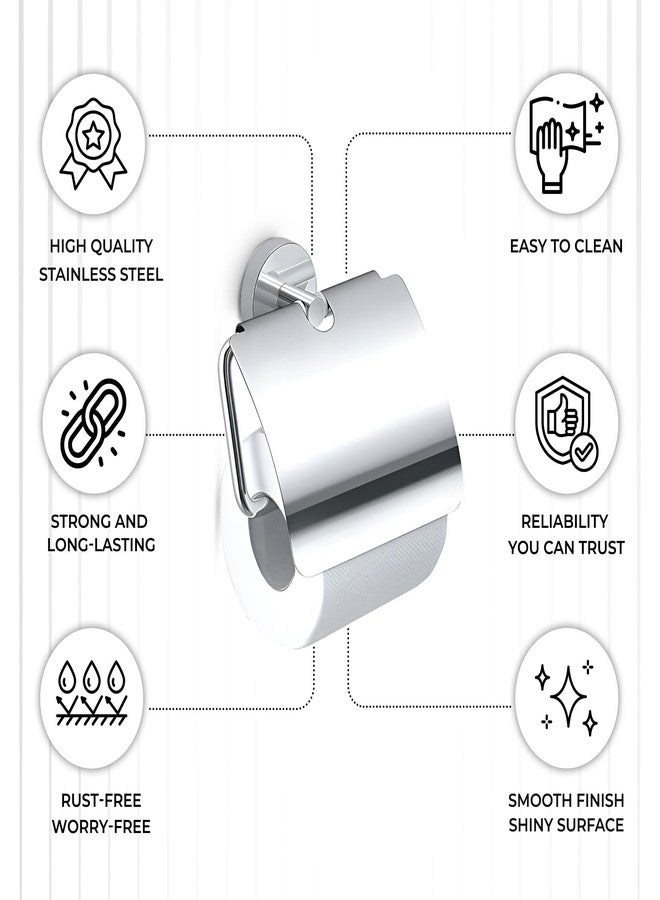 iBELL Toilet Paper Roll Holder for Bathroom | Stainless Steel Toilet Tissue Holder | Wall-Mounted Toilet Roll Stand | Bathroom Accessories - Chrome - Image 4